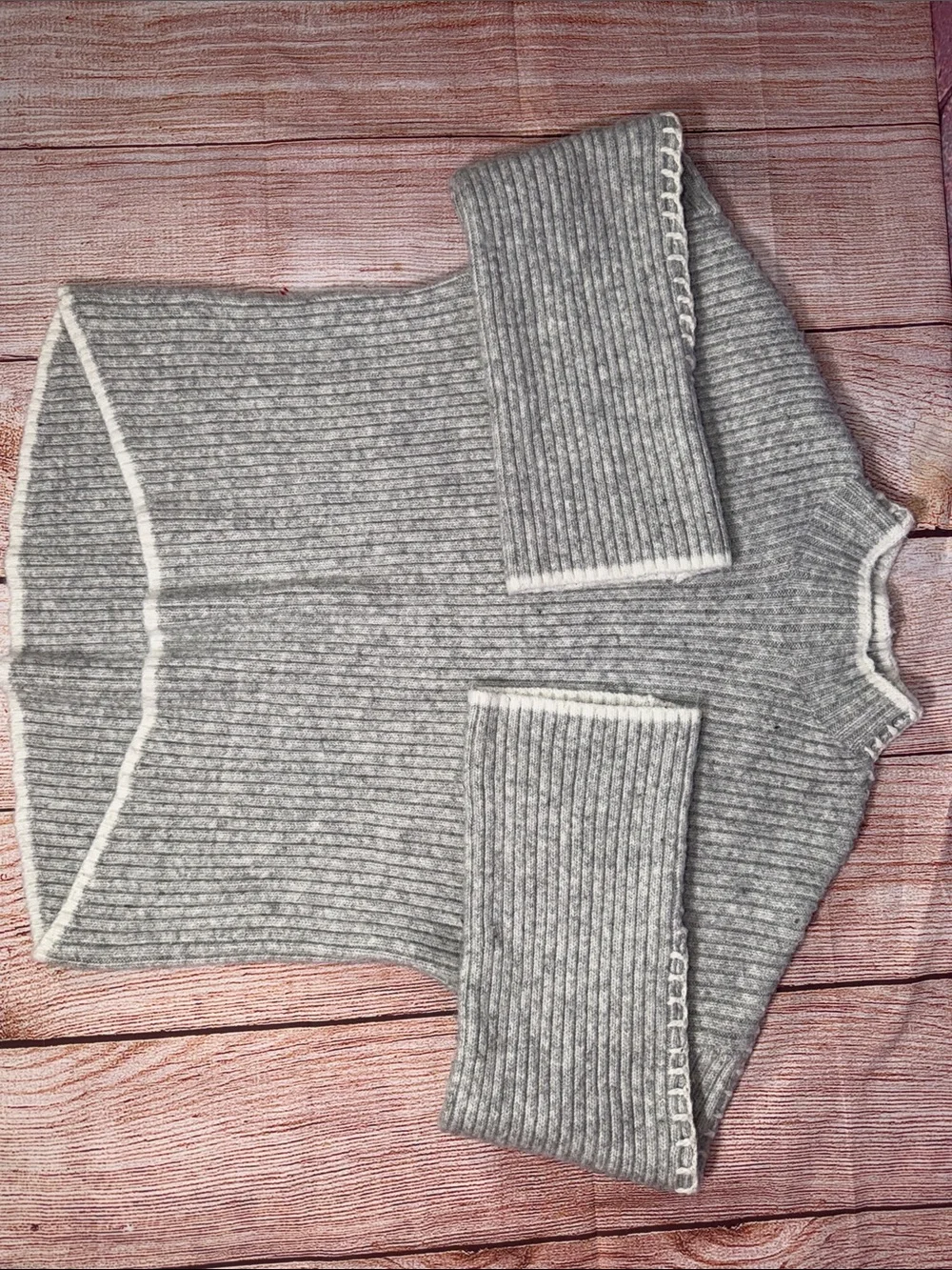 Halogen Women’s Medium Gray Rib Knit Sweater Crewneck Soft Casual Pullover